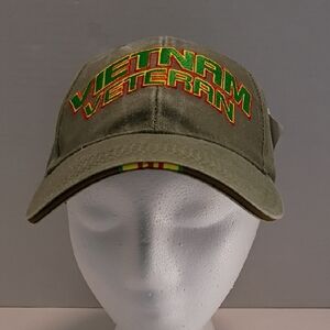 Vietnam Veteran Embroidered Olive Cap New With Tags And Cardboard Insert